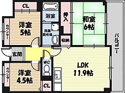 ラ・ピエール城東 3LDKの間取図画像