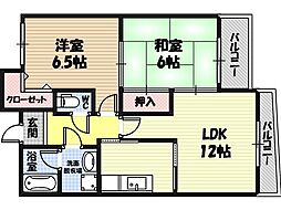 フレアコート京橋 2LDKの間取図画像