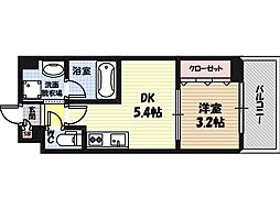 LaCASA京橋 1DKの間取図画像