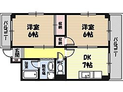 コーポラ・ベリエール 2DKの間取図画像