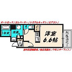クレアート大阪トゥールビヨン ワンルームの間取図画像