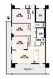パテラ等々力緑地 3LDKの間取図画像