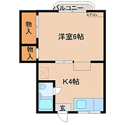 レピュート新庄 1Kの間取図画像