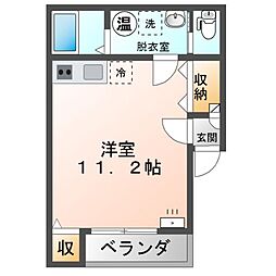 M115 ワンルームの間取図画像
