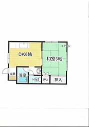 アサヒハイツ 1DKの間取図画像