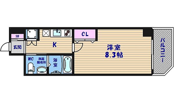 ディナスティ玉造 ｜大阪府大阪市東成区玉津1丁目(賃貸マンション1K・6階・24.44㎡)の写真 その2