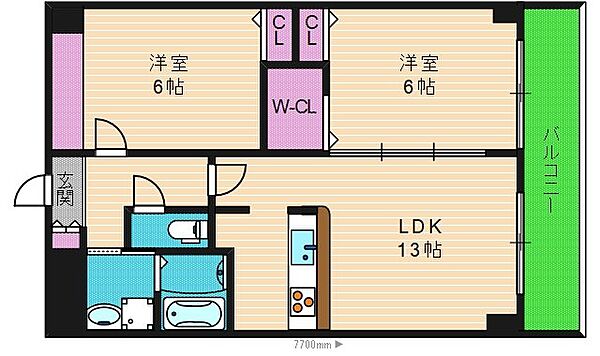 アプローズ今里 ｜大阪府大阪市東成区大今里1丁目(賃貸マンション2LDK・7階・59.22㎡)の写真 その2