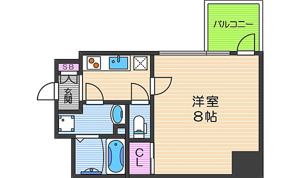 アドバンス上町台ラシュレ ｜大阪府大阪市天王寺区生玉町(賃貸マンション1K・12階・23.69㎡)の写真 その2