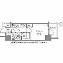 アドバンス大阪ストーリア 13階1Kの間取り