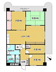 朝日プラザ浄水 4LDKの間取図画像