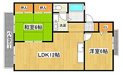 フォレストパークA 1階2LDKの間取り