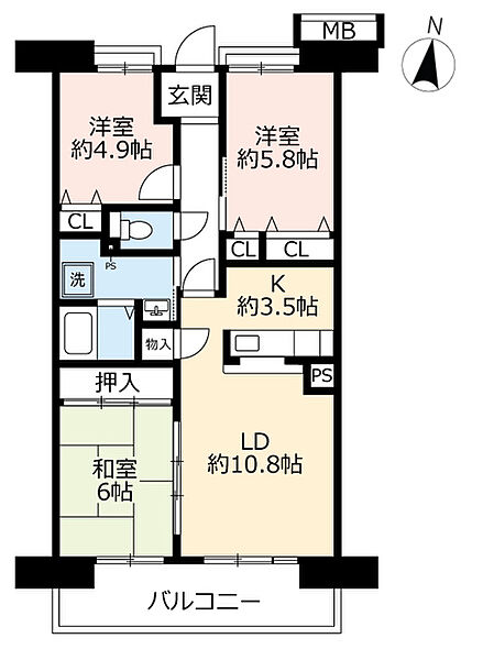 URアーバンラフレ小幡 ｜愛知県名古屋市守山区小幡太田1丁目(賃貸マンション3LDK・6階・74.10㎡)の写真 その2