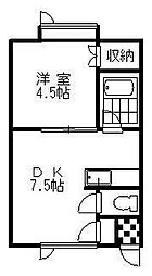 MCパレス2 1DKの間取図画像