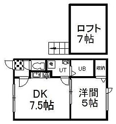 エステートインソレイユ 1DKの間取図画像