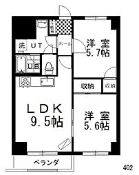 CINQARCADIA 2DKの間取図画像