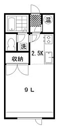 ベルメゾン芦野 1Kの間取図画像