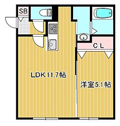 K.FLEVANCE 1LDKの間取図画像