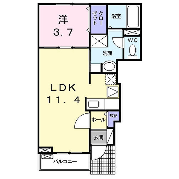 グレイス 102号室｜茨城県日立市東金沢町(賃貸アパート1LDK・1階・37.13㎡)の写真 その2