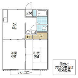 平成ハイツ 2DKの間取図画像