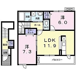 サニーK1 2LDKの間取図画像