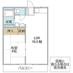 サンパール葉月 1LDKの間取図画像