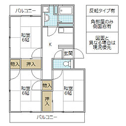 ブルーピア水木 3Kの間取図画像