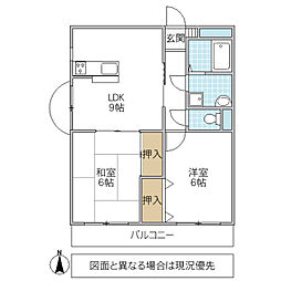 グランシャトーS-2 2LDKの間取図画像