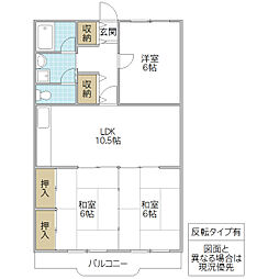 大みかガーデンハウス 3LDKの間取図画像