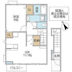 シエスタ 1LDKの間取図画像