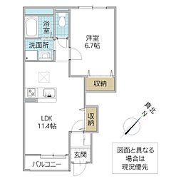 ディア金沢 1LDKの間取図画像