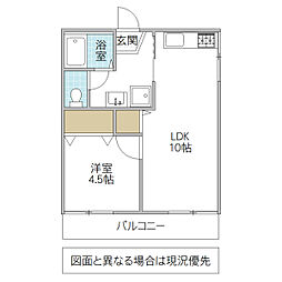 鹿島ハイツB 1LDKの間取図画像