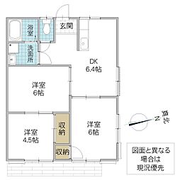 東多賀ハイツB棟 3DKの間取図画像