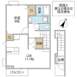 セレノプラシード2 1LDKの間取図画像