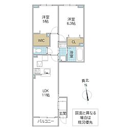 カメリア双葉 2LDKの間取図画像