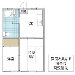 玉姫ハイツ 2DKの間取図画像