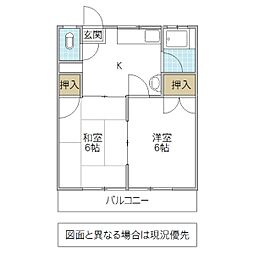 鈴木ハイツ 2Kの間取図画像