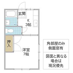 レントール千石A 1Kの間取図画像