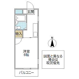 油縄子第一ハイツ 1Kの間取図画像