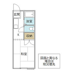 コーポ野上C 1Kの間取図画像