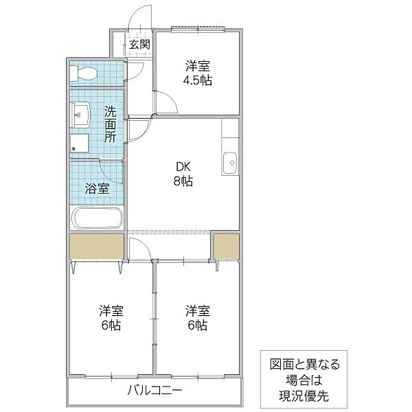 ロイヤルハイツ大久保 301号室｜茨城県日立市大久保町(賃貸マンション3DK・3階・54.06㎡)の写真 その2