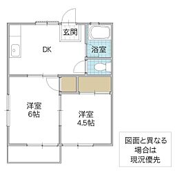 小川ハイツ 2DKの間取図画像