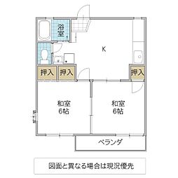 赤城コーポC 2Kの間取図画像