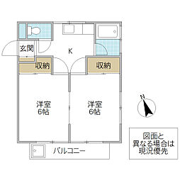 DK東海 2Kの間取図画像