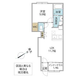 仮)那珂市菅谷字江向東新築アパート 1LDKの間取図画像
