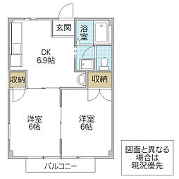 アクティブ高橋A 2DKの間取図画像