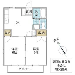 ニューシティ豊岡 2DKの間取図画像