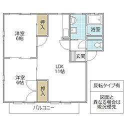 グレイスタウンコートC 2LDKの間取図画像