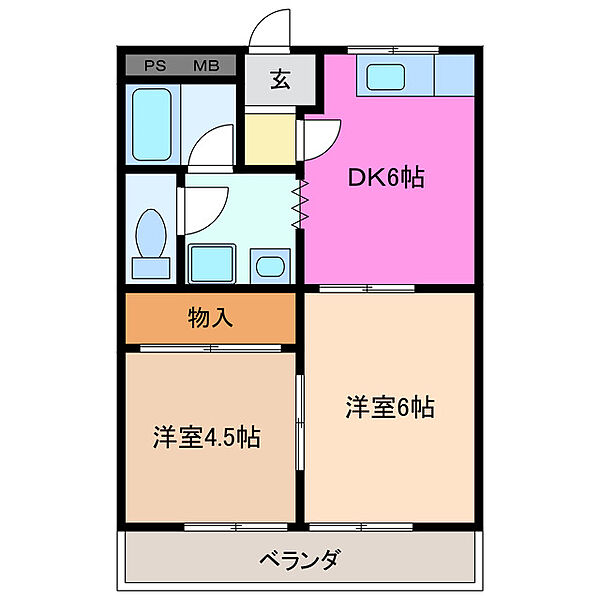 ストリートアート 505｜三重県三重郡川越町大字豊田(賃貸マンション2DK・4階・39.60㎡)の写真 その2