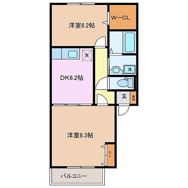 ラ　ウィルモア 101｜三重県三重郡川越町大字当新田(賃貸アパート2DK・1階・50.00㎡)の写真 その2