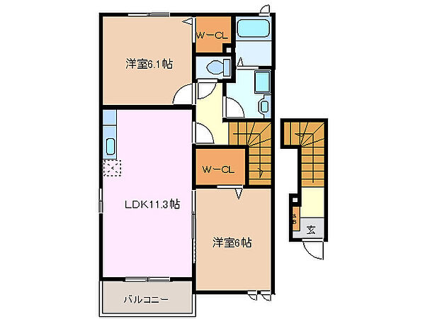 ハマナス　Ｔ，Ｙ 201｜三重県三重郡川越町大字北福崎(賃貸アパート2LDK・2階・57.63㎡)の写真 その2